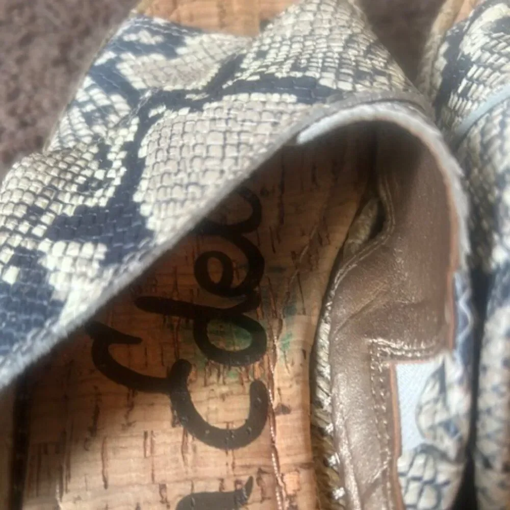 Sam Edleman Natty Platform Espadrille snake print, size 10